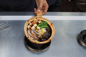 Professional Chef Cooks. street food.