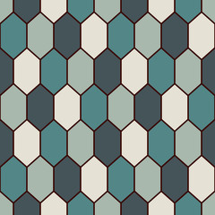 Seamless pattern with diamonds grid. Turtle shell motif. Honeycomb wallpaper. Repeated rhombuses and lozenges figures