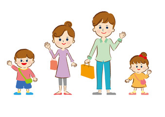 人物、ライフスタイル・生活、生活、家族、ファミリー、ベクター素材、笑顔、微笑み、微笑む、幸せ、ライフ