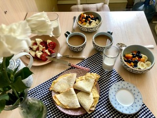 homemade breakfast in the kitchen