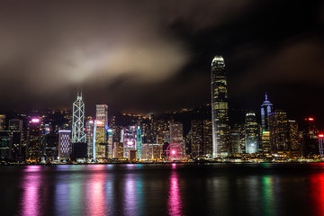 Fototapeta na wymiar Hongkong lights and cityscape by night 
