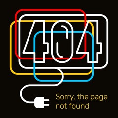 Vector creative neon color template of found 404 error page with