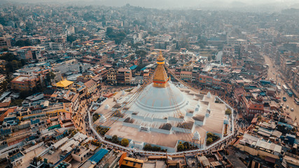 Stupa Bodhnath Kathmandu Nepal photo from air
