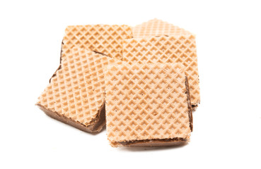 chocolate waffles isolated