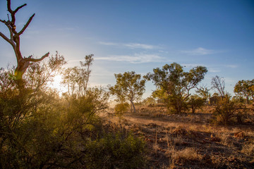 sun rise and dust