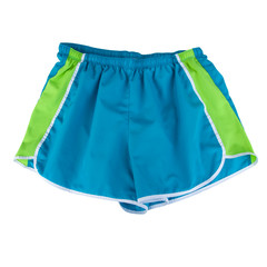 Blue and green sports shorts isolated
