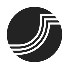 Abstract rounded lines in a black circle. Minimal style logo design.