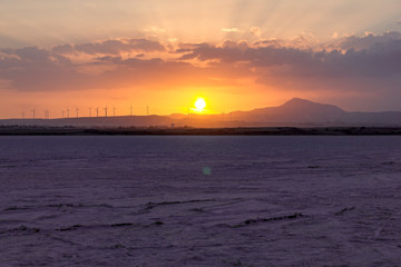 Naklejka premium Stunning sunset over the Salt Lake, Larnaca, Cyprus