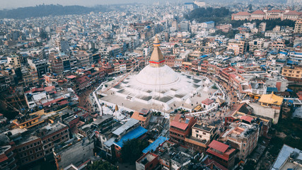 Stupa Bodhnath Kathmandu Nepal photo from air