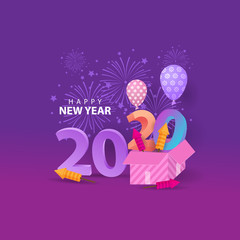 Happy New Year Creative background with 3d typography and gradient color, modern and trendy