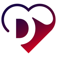 Heart love alphabet line icon black name valentine day shadow gradient