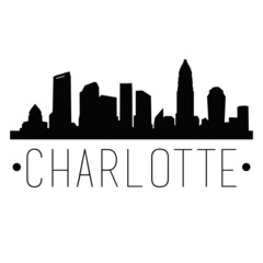 Charlotte North Carolina Skyline Silhouette City Design Vector Famous Monuments. - obrazy, fototapety, plakaty