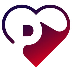 Heart love alphabet line icon black name valentine day shadow gradient