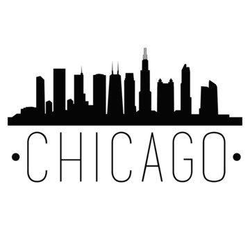 Chicago Illinois Skyline Silhouette City Design Vector Famous Monuments.