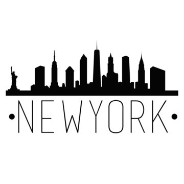 New York City Skyline Silhouette City Design Vector Famous Monuments.