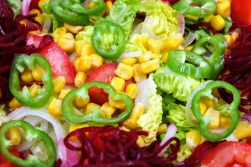 Plate with fresh vegetable salad