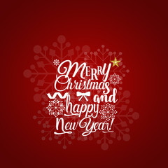 Christmas Greeting Card. Merry Christmas and Happy New Year lettering, vector illustration.