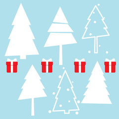 Christmas Greeting Card with Christmas tree, vector illustration