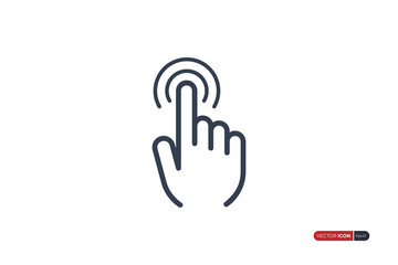 Click Icon.  Clicking Finger Hand Pointer isolated on white background. Flat Vector Icon Design Template Element