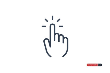 Click Icon.  Clicking Finger Hand Pointer isolated on white background. Flat Vector Icon Design Template Element