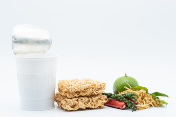 Instant noodle and Mixed spicy vegetables