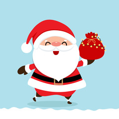 Christmas Greeting Card with Christmas Santa Claus, vector illustration