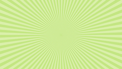 Sun rays background. Green radiate sun beam burst effect. Sunbeam light flash boom. Template starburst poster. Sunlight star, sunrise glow burst. Solar radiance glare retro design. Vector illustration