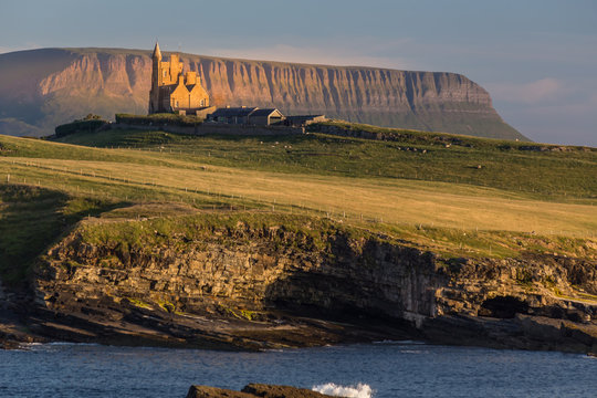 Close up view of Classiebawn castle and Benbulben