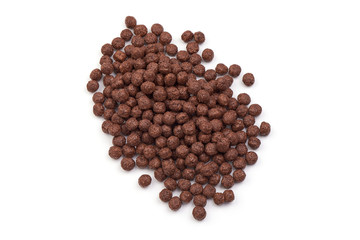 Chocolate dry corn balls, isolated on white background