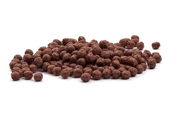 Chocolate dry corn balls, isolated on white background