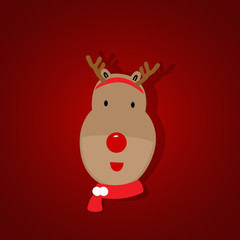 Holiday Christmas background with Reindeer cartoon. Vector illustration