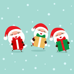 Holiday Christmas greeting card with Santa Claus. Vector illustration