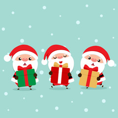 Holiday Christmas greeting card with Santa Claus. Vector illustration