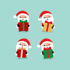 Holiday Christmas greeting card with Santa Claus. Vector illustration