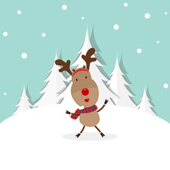 Holiday Christmas background with Reindeer. Vector illustration