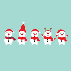 Holiday Christmas greeting card with Snowman. Vector illustration