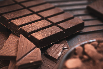 Closeup of dark chocolate bar
