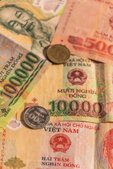 Vietnamese dong VND banknotes and coins