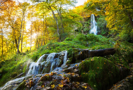 waterfall Urach germany schw&auml;bische alb in autumn