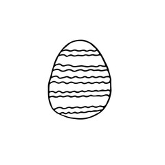 decorated egg with lines and stripes in hand drawn style. Easter holiday decor.
