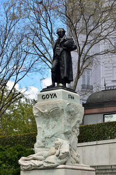 A Goya Statue in front of the Prado Museum a major cultural landmark in Madrid