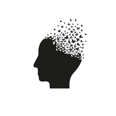 Head with the effect of destruction. Dispersion. Butterfly, moth