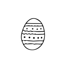 decorated egg with dots and lines in hand drawn style. Easter holiday decor.