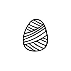 decorated egg with lines and stripes in hand drawn style. Easter holiday decor.