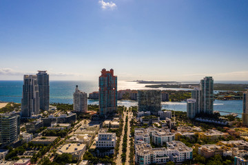 Aerial view of beautiful Miami Beach Florida USA