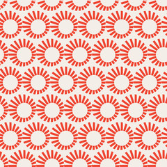 Fototapeta na wymiar Abstract geometric sun seamless pattern vector background. Red, white color. Perfect for tiles,wallpaper, pattern fills, backgrounds,surface textures.