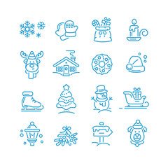 Fototapeta na wymiar Set of Christmas icons for design and decoration