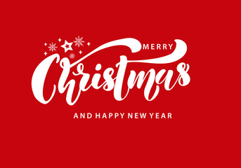 Merry Christmas lettering.Vector Illustration.Isolated calligraphic text  Merry Christmas   for Holiday Greeting Gift Poster card. Typography design for banner. 