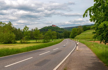 Fototapeta na wymiar country road in germany by kassel, melsungen