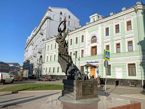Moscow, Russia, November, 22, 2019. The sculptural composition dedicated to the victims of the terrorist attack in Beslan. Moscow, Solyanka street